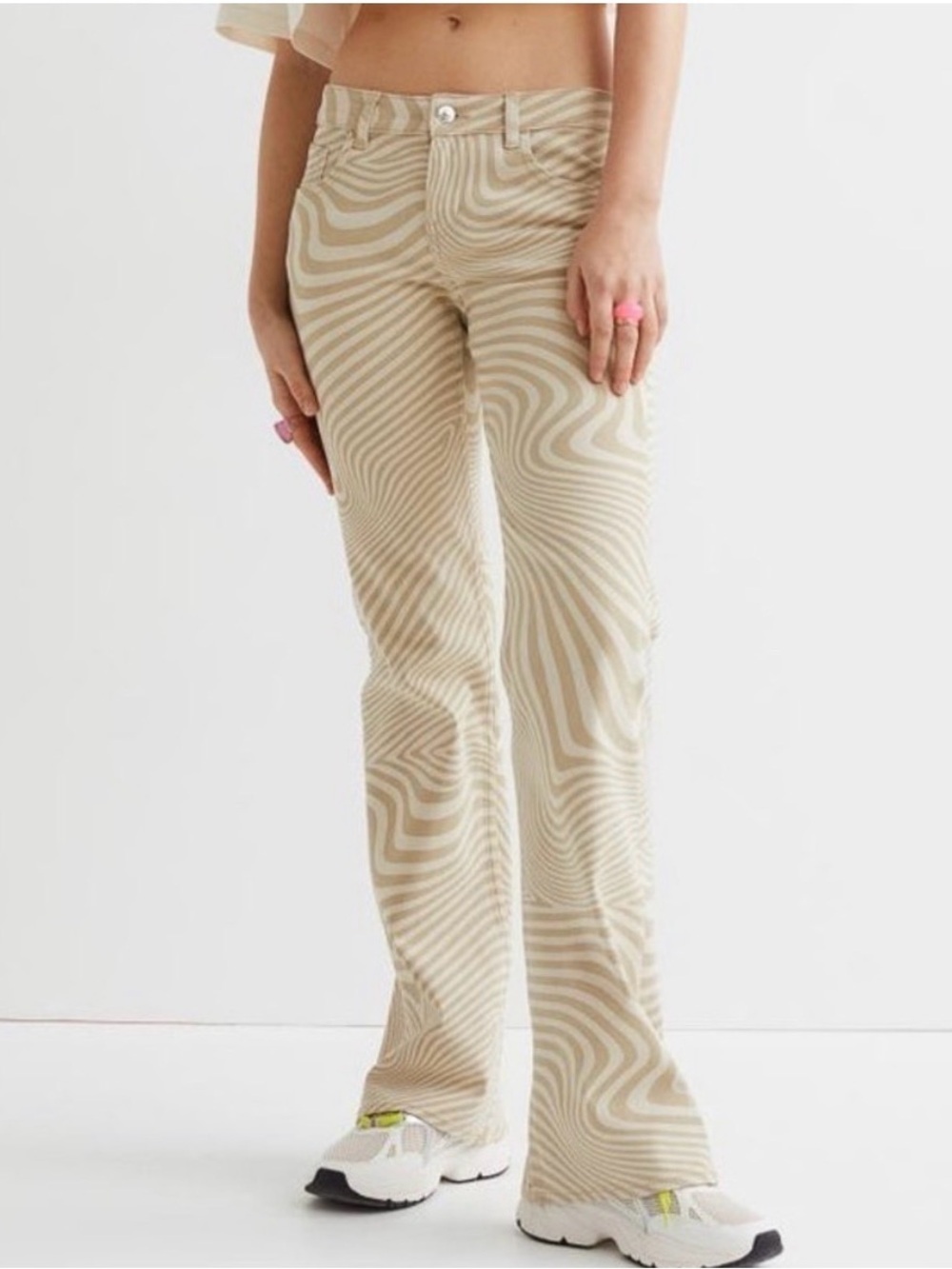 Divided Beige & Cream Swirl Flare Jeans